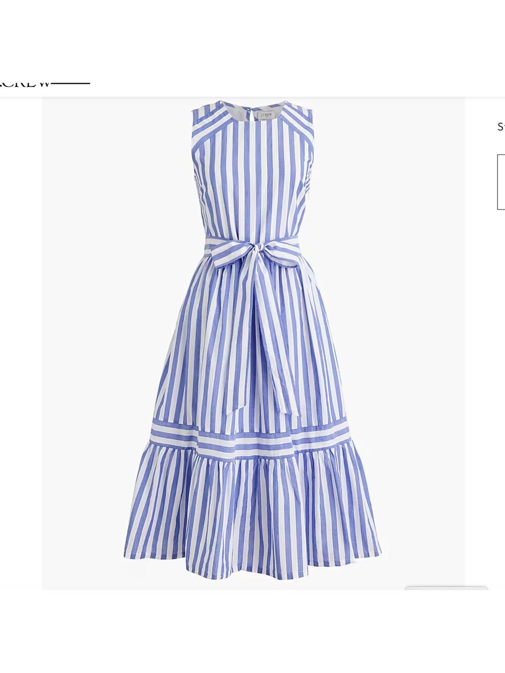 J. Crew Factory Blue and White Striped Midi Dress